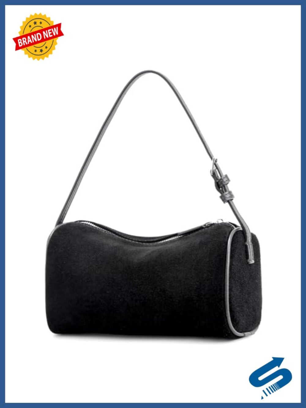 Genuine Leather Crossbody Handbag Small Barrel Purse with Adjustable Strap
